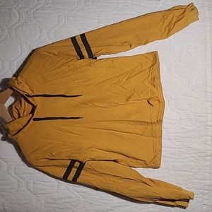 Size XL Yellow with Black Double Stripe Skim Hoodie On Fire Brand